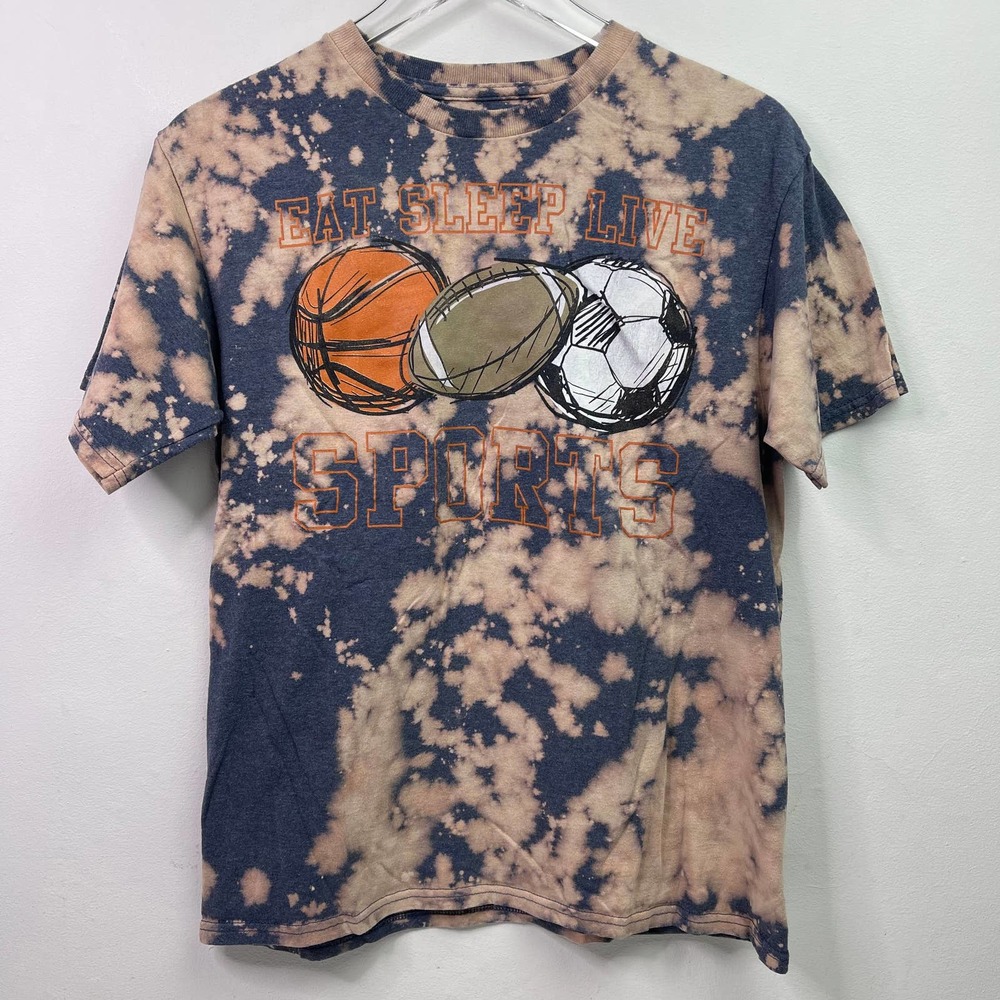 Eat Sleep Live Sports Football Basketball Soccer Acid Wash T-shirt Youth Boys XL